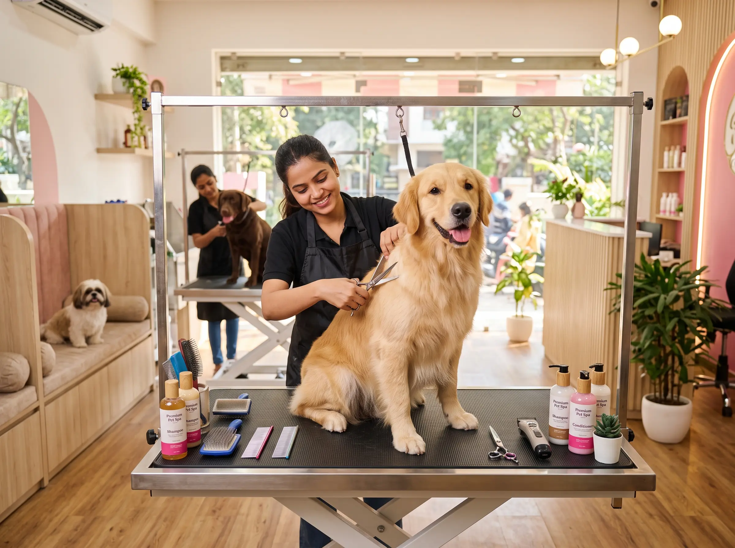 Pampered Paws Galore pet grooming guide with coat care and grooming information